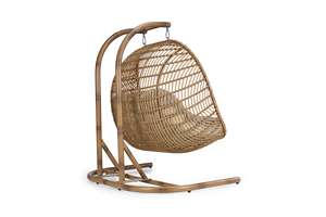Rattan <b>Hanging</b> <b>Chair</b> Outdoor Garden Swing Seat With Cushion Tropical Style Furniture For Patio Balcony - Product Image 3