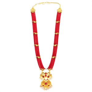 Ensemble de bijoux fins Heritage 10575480RD, collier long en pierre Pota et perle, plaqué or, CZ, élégant pour les occasions nuptiales - Product Image 2