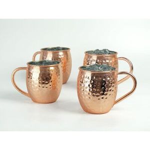 Copper cocktail serving mug set for luxury holiday refreshment tables hammered finish metal <b>cups</b> durable reusable party mugs - Product Image 1