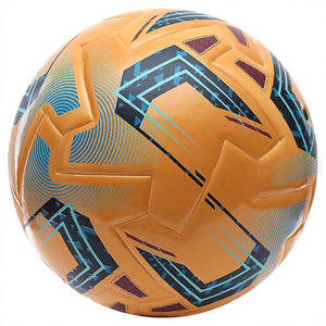 Ballon de football bleu avec impression sérigraphique à motifs géométriques, style populaire - Product Image 2