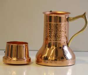 Skies Trader Luxury Hammered Copper Water Jug Handle Matching Polished Bowl Leak Proof Traditional Handcrafted <b>Drinkware</b> - Product Image 3