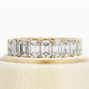 Bague éternité en diamant taille émeraude 6,5 carats, alliance de mariage en diamant de laboratoire, bague éternité empilable, diamants CVD - Product Image 6