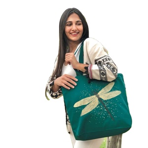 Stylish Eco-Friendly Cotton Canvas <b>Tote</b> Bag with <b>Zip</b> for Women Custom Logo Medium Size Grocery Shopping Fruit Food Packing - Product Image 2