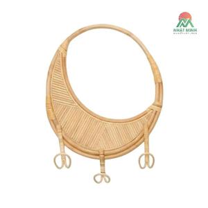 Nhat Minh Round Wall <b>Hanger</b> Woven from <b>Plant</b> Fibers – Bohemian Style (Single Item) - Product Image 1