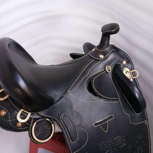 Selle de cheval western robuste noire de type australien pour l'équitation, l'entraînement en ranch, les sentiers, l'extérieur et l'équitation professionnelle - Product Image 5
