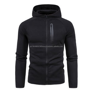 Custom Logo Long Sleeve Polyester <b>Men</b> Breathable Gym <b>Black</b> Hoodie - Product Image 2