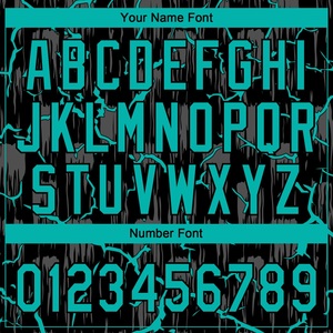 Camiseta de Béisbol Personalizada, Color Verde Azulado y Negro con Patrón Agrietado, Sublimada, Absorbente de Humedad, Unisex para Adultos, Manga Corta, con Impresión del Nombre del Equipo - Product Image 3