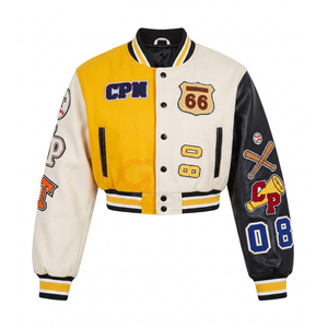 Chaquetas estilo vintage HBCU con diseño de logotipo personalizado, chaquetas universitarias, chaquetas de béisbol, chaquetas de mujer con mangas de cuero, chaquetas cortas para mujer - Product Image 1