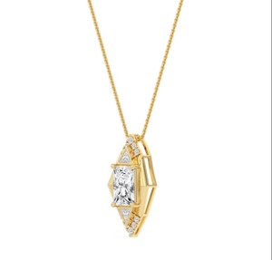 Exclusivo Colgante Art Deco con Diamante Cultivado en Laboratorio de Corte Radiante y Triangular de 2.34 CTW en Oro Rosa de 9K - Product Image 6