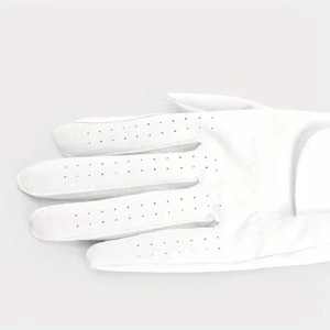 Gants de golf pour homme en cuir de chèvre blanc respirant de haute qualité, main droite, taille S, à enfiler, logo personnalisable pour le sport - Product Image 1
