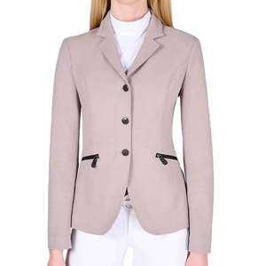 <b>Equestrian</b> Show Jacket Women's Riding Attire Beige Three-Button Blazer with Zip Pockets for Show Jumping Competition Wear - Product Image 6