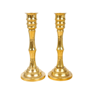 Elegant Polished <b>Brass</b> <b>Candlestick</b> Holders Set Of 2 Handcrafted Traditional Golden Metal Candle Stands For Home Decor & Table - Product Image 5