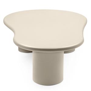 Mesa de Centro Moderna de Lujo en Madera Sólida Color Crema con Forma Orgánica de Amoeba y Patas Cilíndricas Robustas - Product Image 3