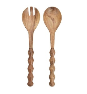 Juego de 2 Servidores de Ensalada de Madera de Acacia, Diseño Único, Moderno y Popular, Accesorios de Cocina - Product Image 5
