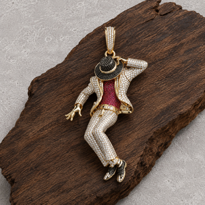 Colgante Personalizado de Bailarín Hip Hop con Micro Pavé de Diamantes de Imitación, Chapado en Oro sobre Plata 925, con Diamantes de Laboratorio y Moissanita, Estilo Celebridad - Product Image 2