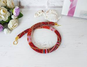 สร้อยคอถักลูกปัดสีแดงทอง ประดับด้วยลูกปัดชุบโรเดียม สร้อยคอเชือกแบบโชคเกอร์ เครื่องประดับสำหรับผู้หญิง ของขวัญวันเกิด - Product Image 3