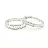 Bague Éternité Classique Tendance en Argent Sterling 925 Plaqué Rhodium avec Zirconium, 4 Couches, pour Homme - Vente Flash