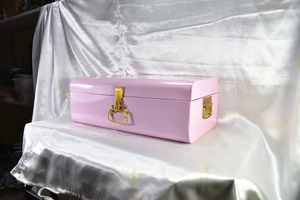 Pink Metal Trunk Lockable <b>Memory</b> <b>Box</b> Custom Name Embroidery Storage Chest for Baby Toy Organizer - Product Image 3
