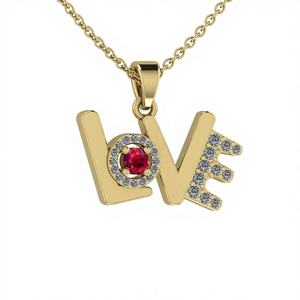 Collar con Colgante Étnico Garnet Love Letter, Chapado en Oro de 18K y Rodio, Plata de Ley 925, Joyería Fina con Circonitas, Regalo de San Valentín para Mujer - Product Image 1