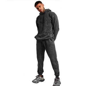 Survêtement décontracté pour homme en coton délavé à l'acide, avec impression de logo personnalisé, respirant, séchage rapide, deux pièces, vente en gros OEM - Product Image 4