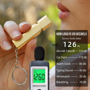Silbato metálico de doble tubo de 120 decibeles, el más potente, con llavero EDC para salvavidas, emergencias, seguridad y supervivencia. - Product Image 6