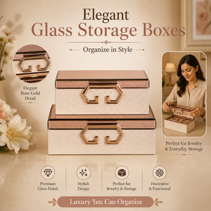 Luxury Decorative Glass Storage Box with Metal Handle | Premium <b>Vanity</b> Organizer Box for Jewelry <b>Makeup</b> Keepsakes & Home Decor - Product Image 5