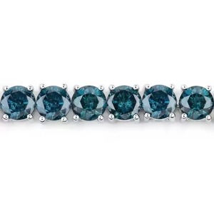 Blue Color Moissanite Round Brilliant Cut 18K Gold Plated Sterling <b>Silver</b> Tennis <b>Bracelet</b> VS Clarity GCI IDGL Certified Unisex - Product Image 3