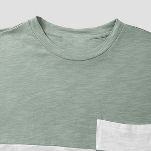 เสื้อยืดคอกลมแขนสั้นผู้ชาย ทรงปกติ สีตัดต่อ ดีไซน์เรียบง่าย ผ้าฝ้ายถัก 100% ระบายอากาศได้ดี - Product Image 5