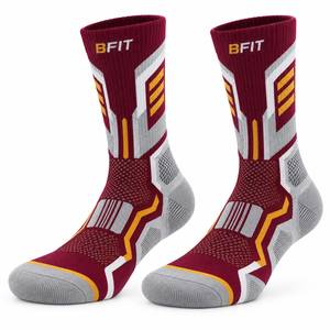 Men's Thick Crew Athletic <b>Socks</b> <b>Wool</b>/Nylon Jacquard Knitted Solid Quick Dry Anti-Bacterial Winter Maroon Gray Yellow - Product Image 4