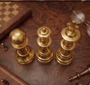 Chess Piece Sculpture Decorative Items Metal High Quality Aluminum Gold Plating Nautical Style <b>Table</b> Accent 3 pcs Marble Base - Product Image 3