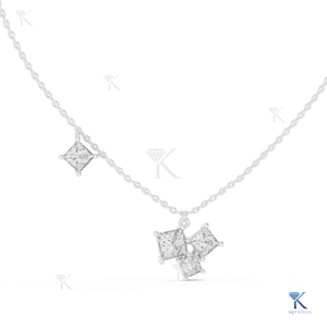 Conjunto de Joyas de Diamantes Cultivados en Laboratorio, Colgante de Racimo Princesa en Forma de Cometa, Oro Sólido de 14K y 18K, Joyería Fina Asimétrica para Mujer, Venta al por Mayor de Fábrica - Product Image 3