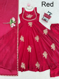 ชุดส่าหรีอินเดียแบบเรียบง่ายทันสมัยสำหรับผู้หญิง ผ้าเน็ตหนักปักลาย งานแต่งงาน งานปาร์ตี้ ผ้าโมดอลแบบกลับด้านได้ - Product Image 4