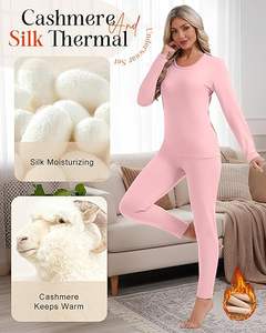 2 Conjuntos de Ropa Interior Térmica para Mujer, Forrada de Felpa Cálida, Capa Base para Esquí, Pijama Superior e Inferior para Clima Frío - Product Image 2