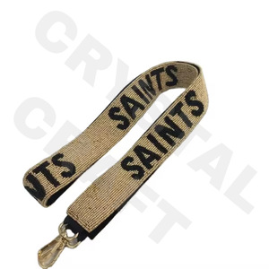 CRYSTAL CRAFT Model 4135 Vintage Beaded Hook <b>Strap</b> with Gold Text Custom Eco-Friendly Handbag Accessory Navy Blue - Product Image 6