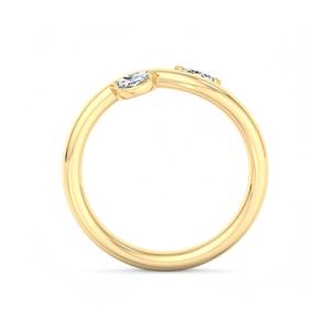 <b>Two</b> <b>Stone</b> Lab Grown Diamond Bypass <b>Ring</b> Gold Open Wrap Engagement <b>Ring</b> Minimalist Modern Diamond <b>Ring</b> Women - Product Image 6