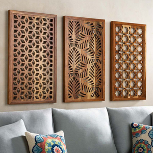 Conjunto de Arte Mural Geométrico Moderno de Madera, Escultura de Pared de Madera para Sala de Estar y Dormitorio, Panel de Madera Tallado Hueco para Colgar - Product Image 6