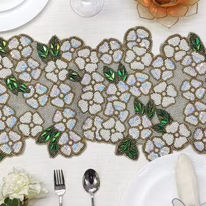 Handmade white flowers beaded runner - Product Image 1