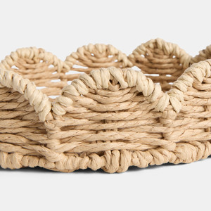 Plateau de service rond en papier naturel festonné, panier tressé durable, vente en gros, décoration intérieure, cuisine, salle à manger, organisateur décoratif - Product Image 2