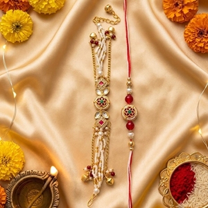 Par de Pulseras Rakhi de Diseño para Bhai y Bhabhi, Hechas a Mano, Tradicionales, para la Fiesta de Raksha Bandhan, Set de Regalo Festivo - Product Image 2