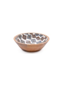 Fine Quality Wooden <b>Bowl</b> With <b>Enamel</b> Design Blending Beauty With Practical Functionality - Product Image 1