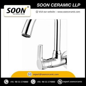 Sink Cock and <b>Swinging</b> Spout Brass Chrome Wall-Mounted 109 Pillar Cock <b>Single</b> Handle Modern Faucet Apartment Villa Hotel - Product Image 3