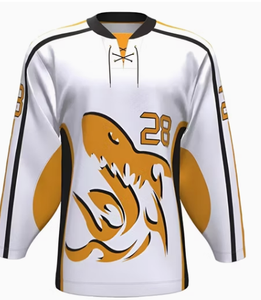 Camiseta de hockey sobre hielo personalizada, transpirable, de secado rápido, poliéster, nombre del equipo, número del jugador, manga larga, cuello en V, ropa deportiva - Product Image 5