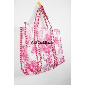 Bolso Tote de Hombro Acolchado de Algodón 100% a Rayas Hecho a Mano con Asa Larga para Mujer, Ecológico, Estilo Bohemio Indio, para Compras, Exposiciones y Fiestas - Product Image 4