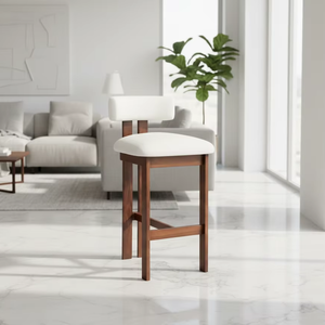 Silla de Barra Arden de Madera de Teca Premium con Taburete Moderno Minimalista Escandinavo para Espacio de Bar - Product Image 4