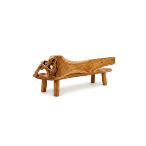 ARTERRA Luxury Natural Edge Teak Wood <b>Bench</b> Hand Carved Luxury Resort Furniture Outdoor Patio Long Seating - Product Image 2