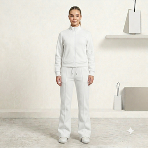 Women 2 Piece Set <b>Zip</b> <b>up</b> <b>Jacket</b> and Full Length Pants Breathable Sportswear Casual Yoga Outfit Seamless Front Logo - Product Image 5