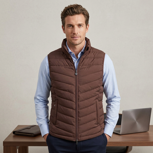 Gilet d'équitation matelassé Tough Tack Brown, fermeture éclair, rembourré, pour entraînement équestre - Product Image 2