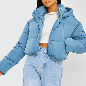 New Trend Breathable Plus Size Women's <b>Cropped</b> <b>Puffer</b> <b>Jacket</b> Waterproof Windproof Custom Wholesale High Quality Knitted Canvas - Product Image 2