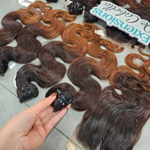 GUGU HAIR Cabello Humano Virgen Vietnamita Ondulado con Doble Trama a Máquina, Cierre de Tejido Súper Doble, Grueso, Sedoso y Liso, Ombre - Product Image 4