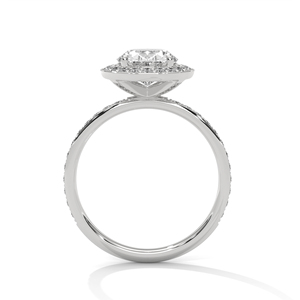 Bague de fiançailles en moissanite taille ovale en or blanc 14 carats avec sertissage pavé pour femme, style classique, bijoux - Product Image 2